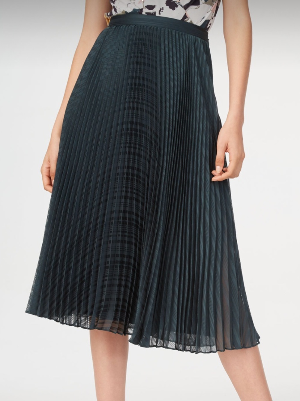 Club Monaco ‘Behtina’ Midi Pleat Skirt Green